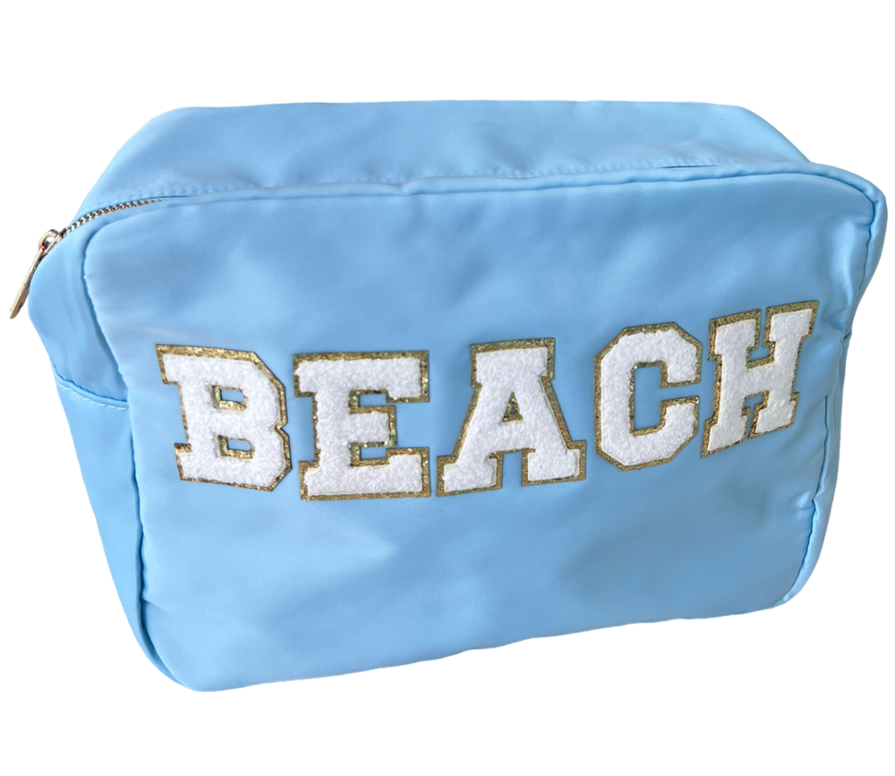XL Baby Blue Nylon Beach Bag