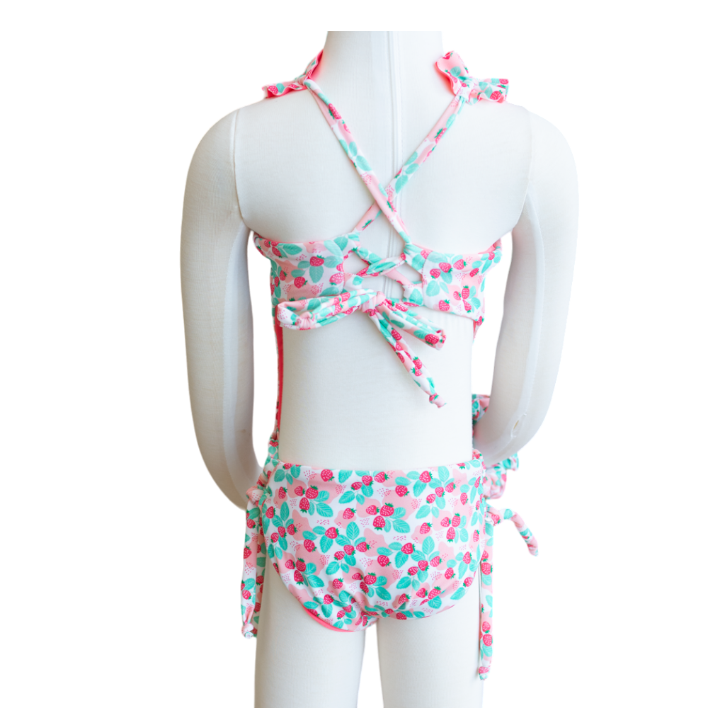 Strawberry Shortcake/ Guava Butterfly Toddler One Piece + Scrunchies