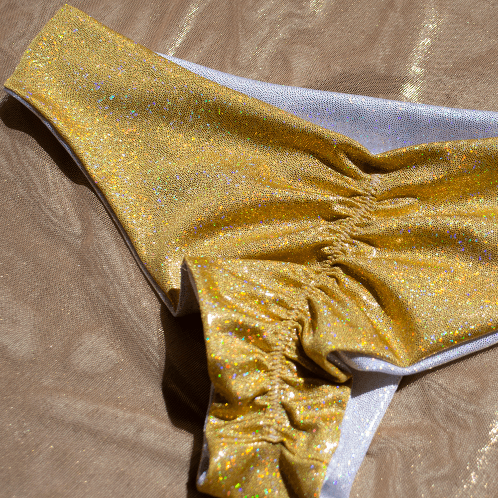 Gold/Silver Foil Reversible Scrunched Bottom - FJ SWIM BIKINIS