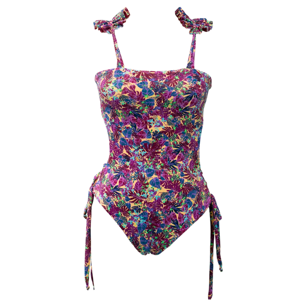 Berry Floral/Berry Shimmer Reversible Butterfly One Piece