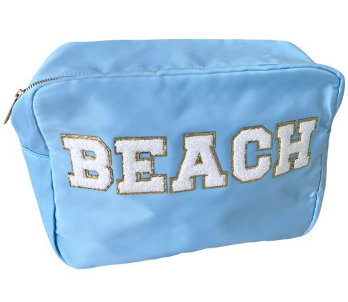 XL Baby Blue Nylon Beach Bag