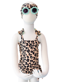 Toddler- Cream Leopard/Mint Butterfly One Piece/Turban