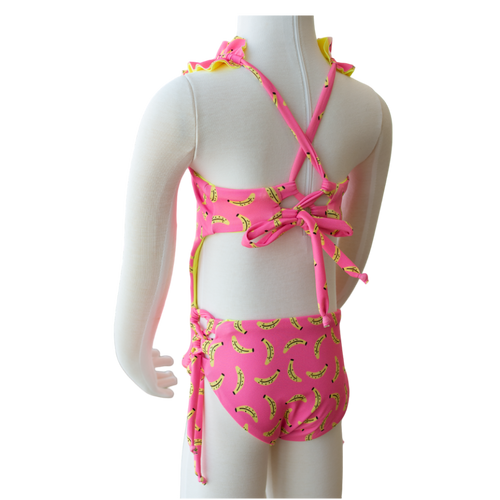 Bananas/ Neon Yellow Butterfly Toddler One Piece + Scrunchies
