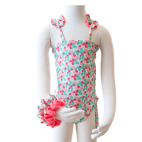 Strawberry Shortcake/ Guava Butterfly Toddler One Piece + Scrunchies