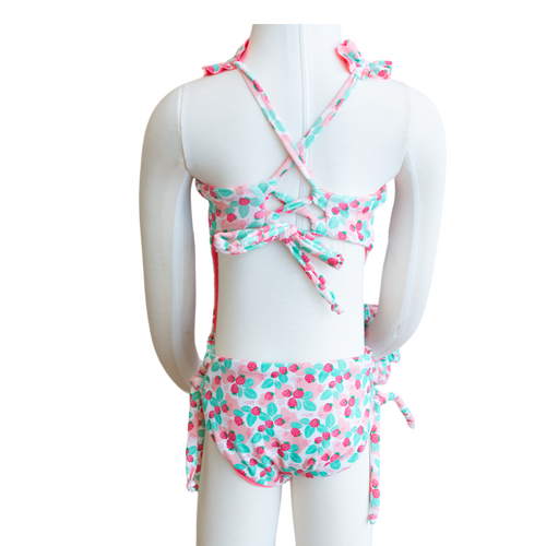 Strawberry Shortcake/ Guava Butterfly Toddler One Piece + Scrunchies