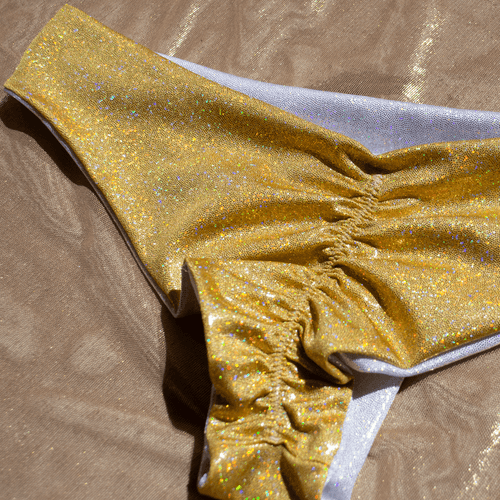 Gold/Silver Foil Reversible Scrunched Bottom - FJ SWIM BIKINIS