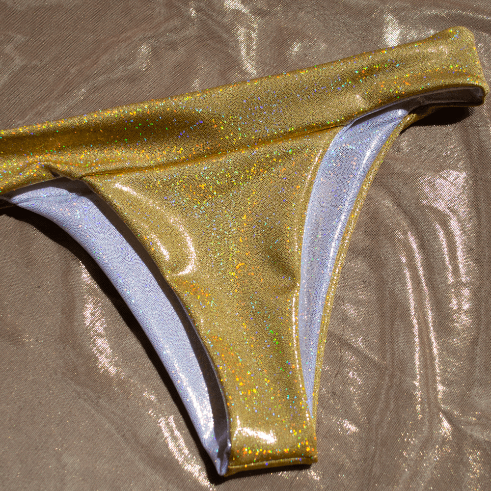 
                  
                    Gold/Silver Foil Reversible Bombshell Bottom - FJ SWIM BIKINIS
                  
                