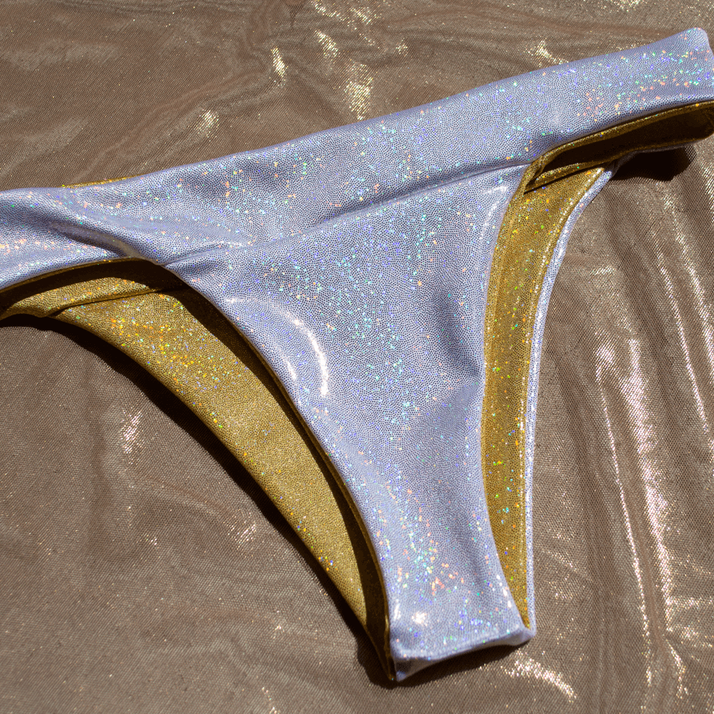 
                  
                    Gold/Silver Foil Reversible Bombshell Bottom - FJ SWIM BIKINIS
                  
                