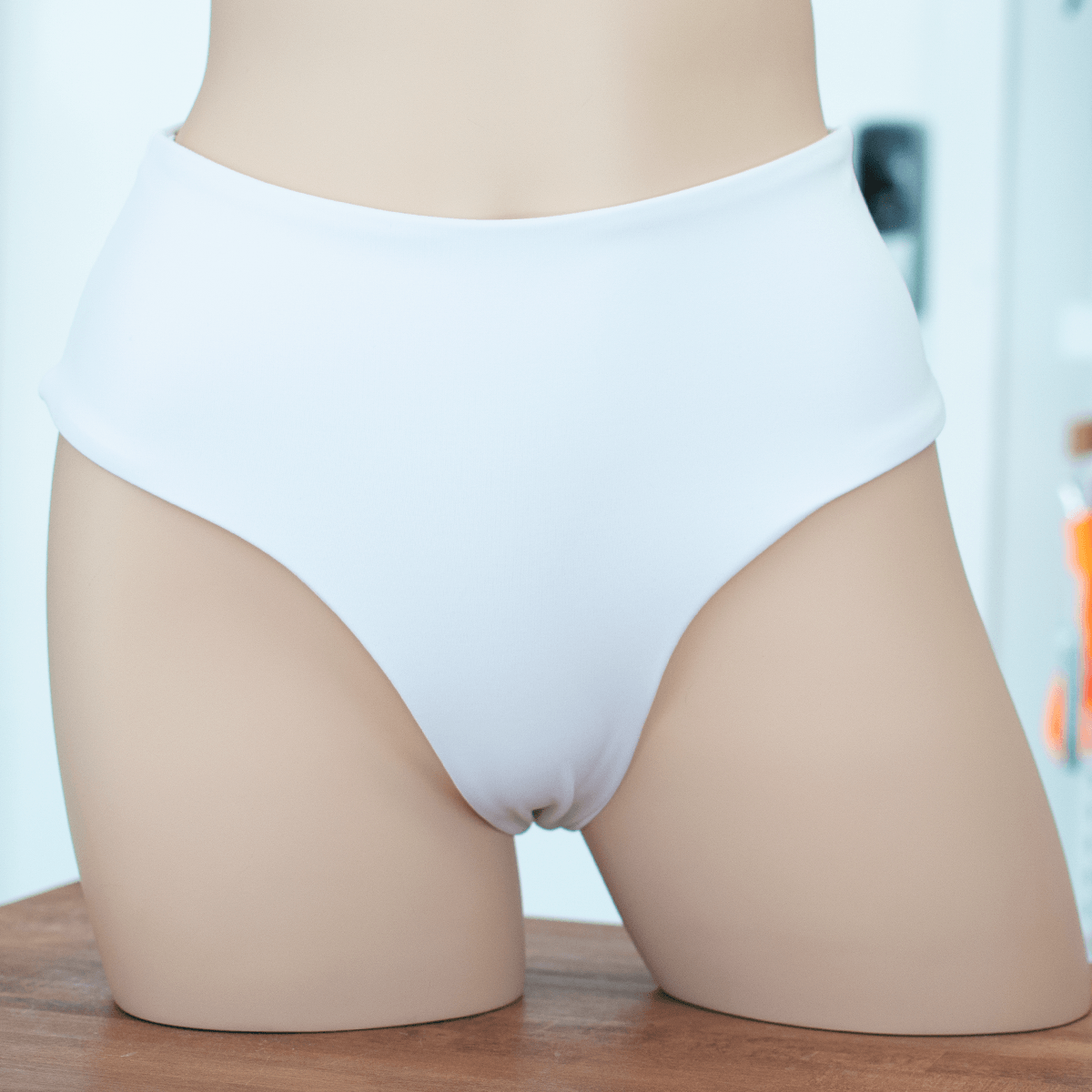 White High Waisted Thong Bottom - FJ SWIM BIKINIS