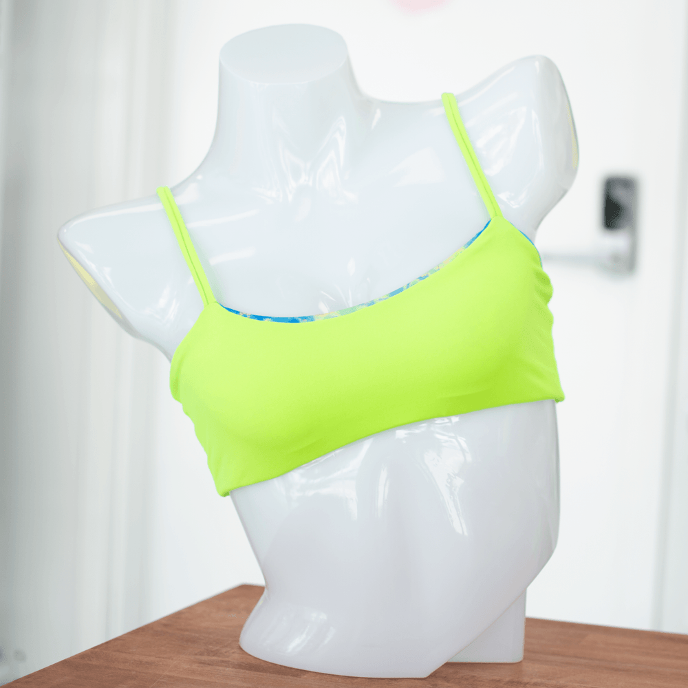 
                  
                    Blue Tie Dye/Neon Green Micro Bandeau Bikini Top- Reversible - FJ SWIM BIKINIS
                  
                