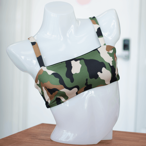 Camouflage/Black Bandeau Bikini Top- Reversible - FJ SWIM BIKINIS