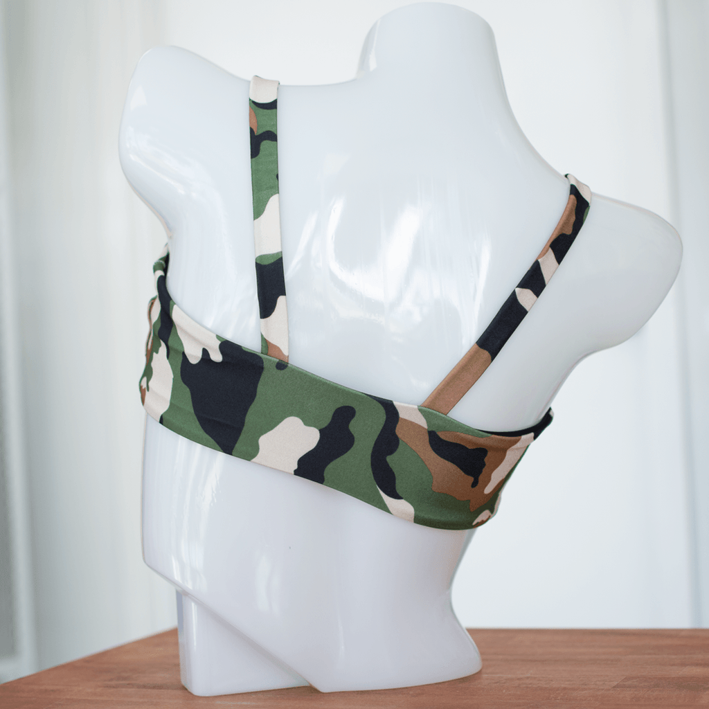Camouflage/Black Bandeau Bikini Top- Reversible - FJ SWIM BIKINIS