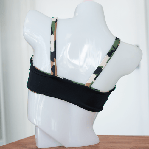 Camouflage/Black Bandeau Bikini Top- Reversible - FJ SWIM BIKINIS