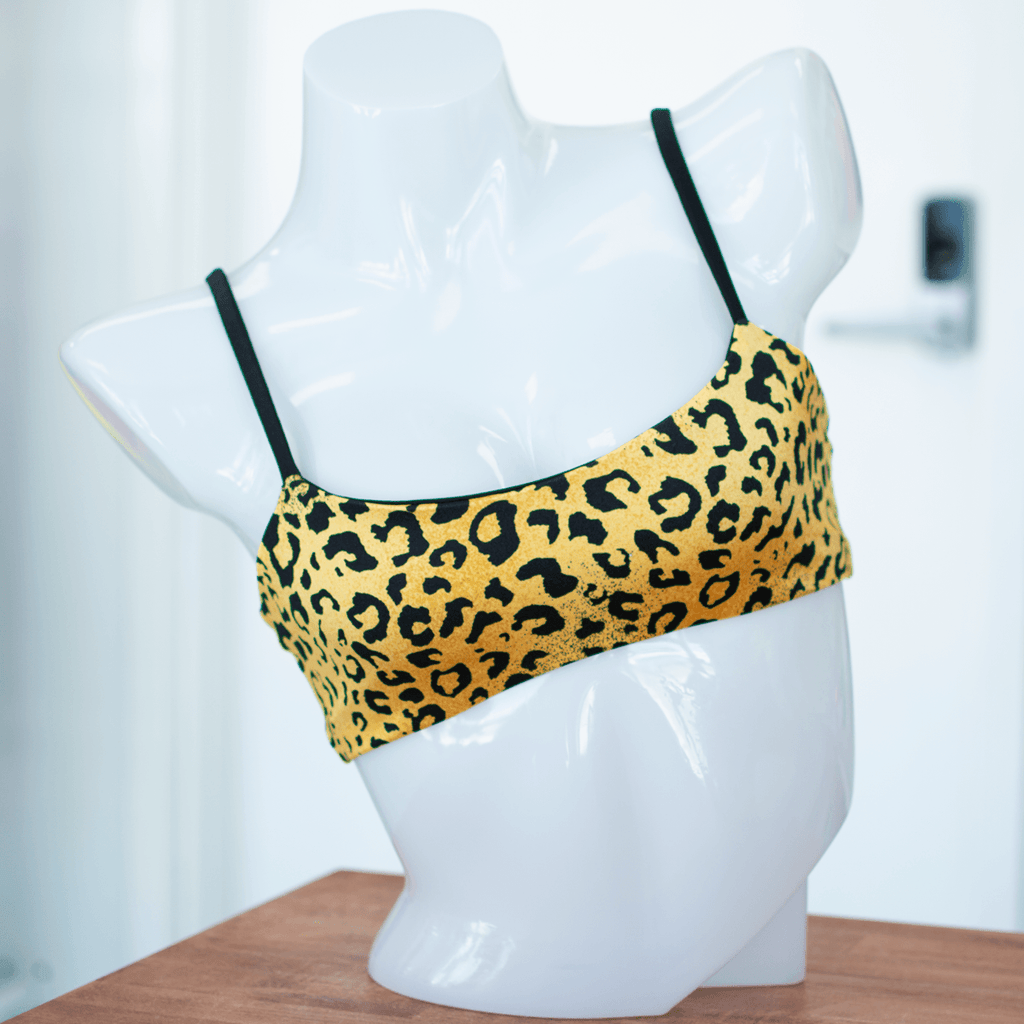 Leopard/Black Micro Bandeau Bikini Top- Reversible - FJ SWIM BIKINIS