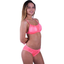 Coral/Mesh X Back Halter Bikini Top - FJ SWIM